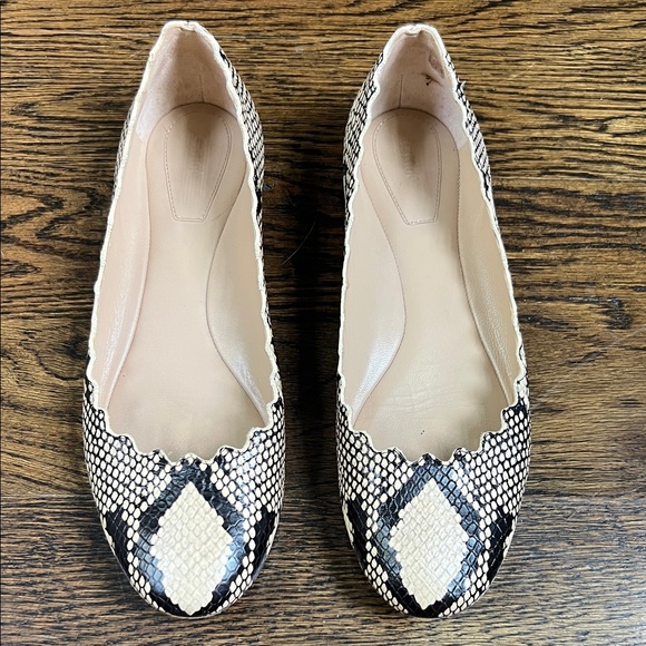 Chloe Lizard Print Flats Size 37 1/2 - Picture 1 of 8